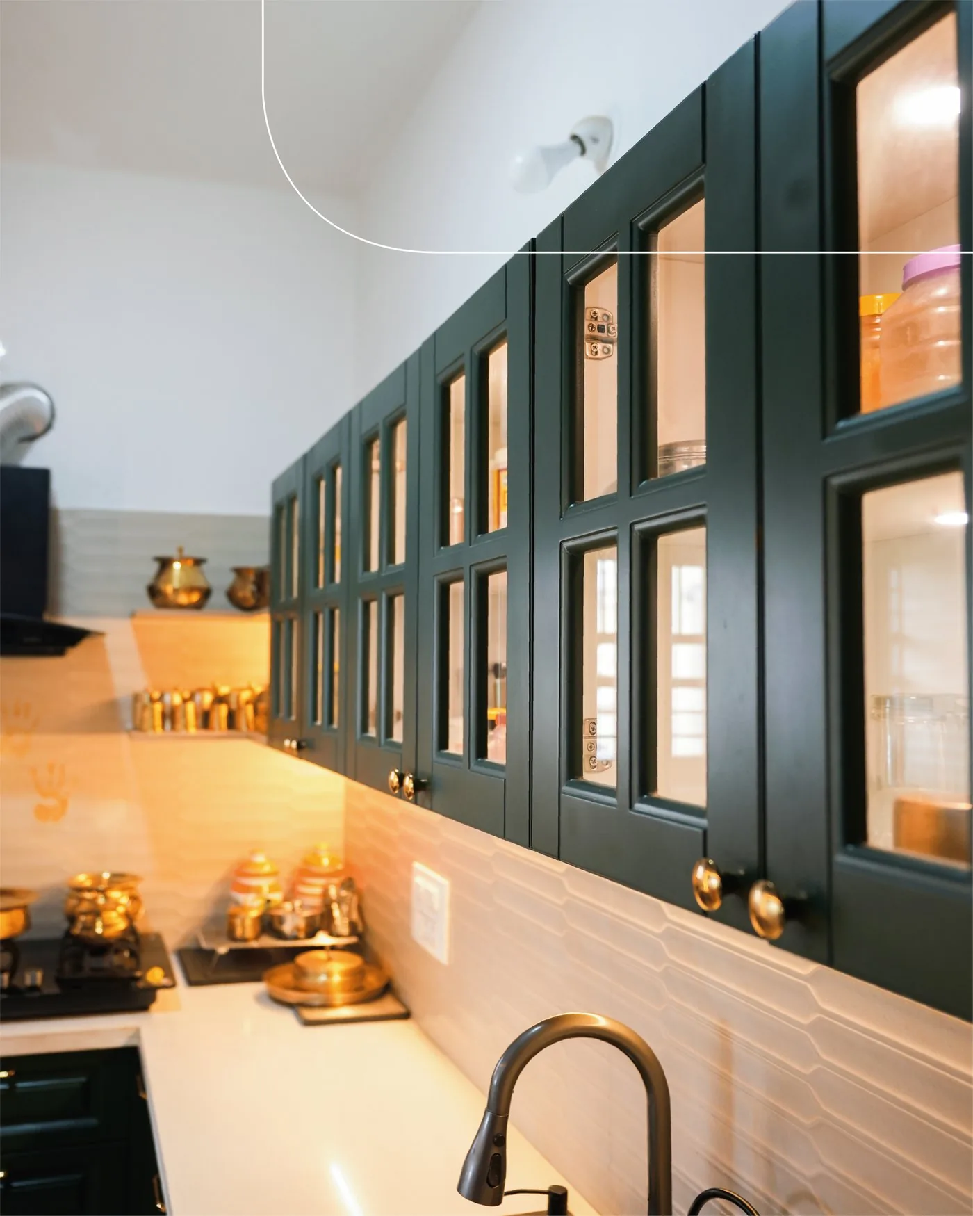 Forest-green modular kitchen by Dearc Studio, interior designers in Bangalore